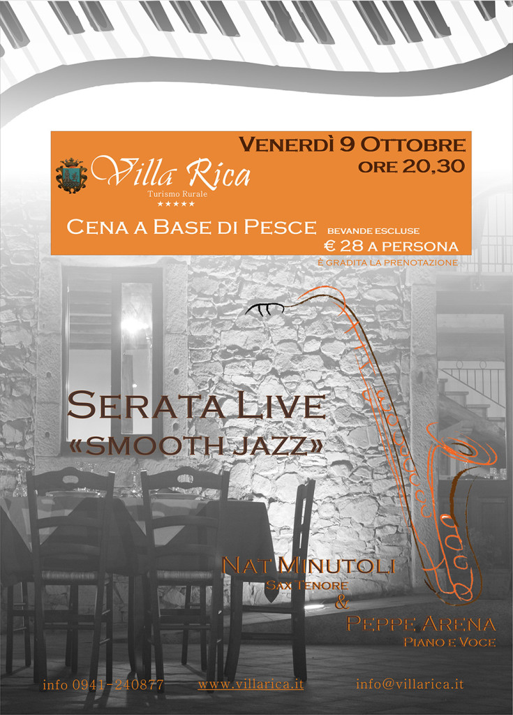 Serata live venerdì 9 ottobre 2015 - cena a base di pesce - live smooth Jazz